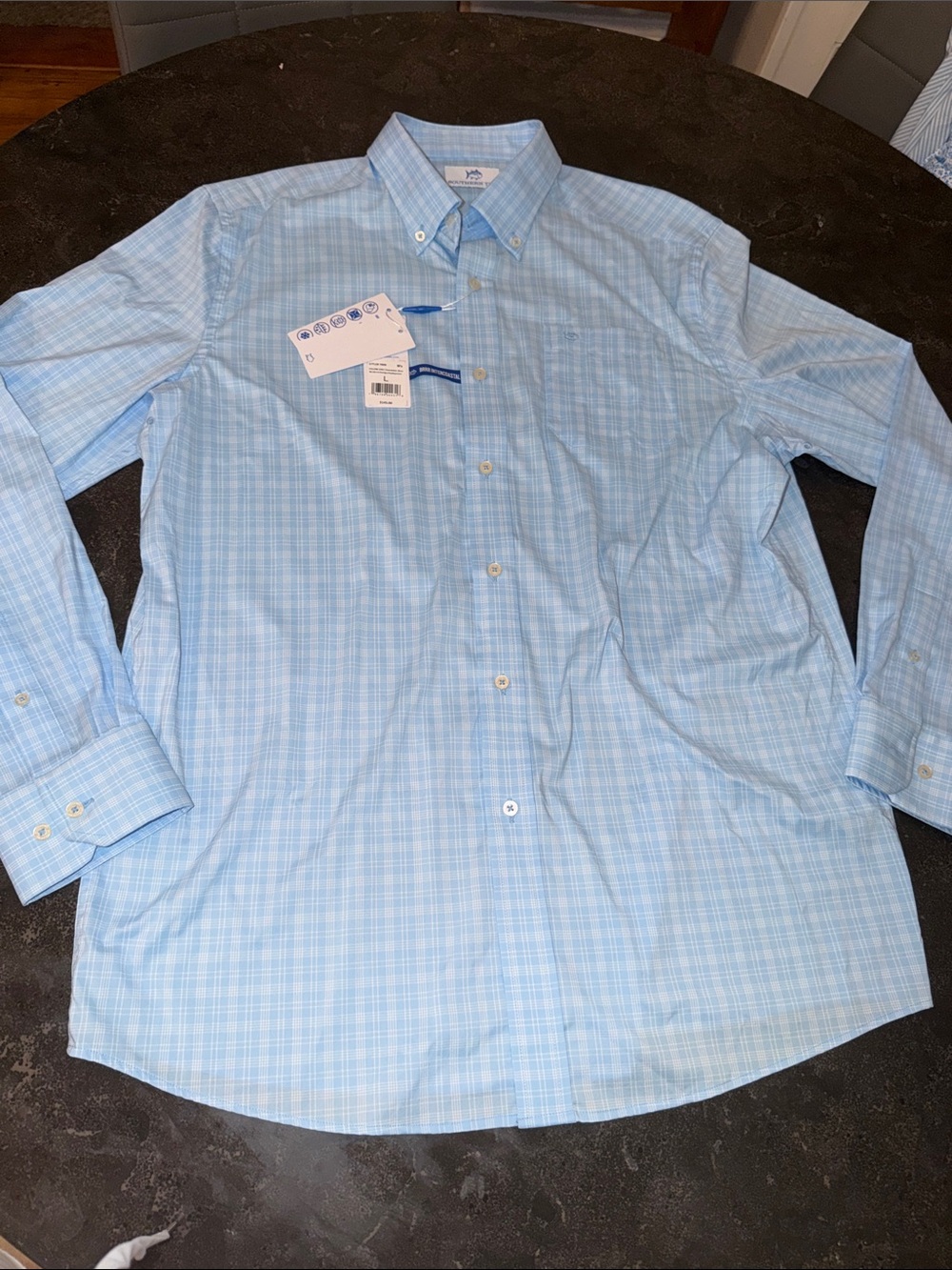 Southern Tide Men's Light Blue Plaid Button-Down Shirt